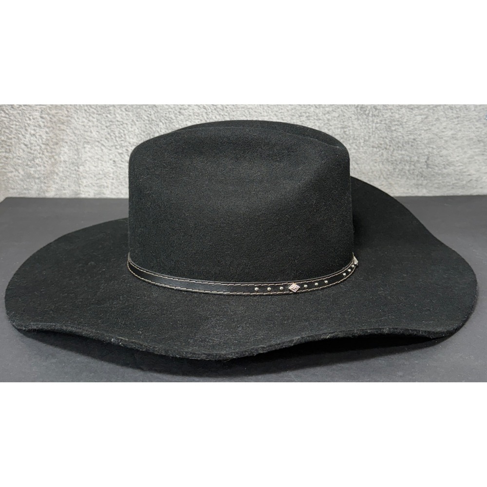 Justin Cowboy Hat Mens 7 1/8 Black XX Felt Studded Band Western Cattleman Crease